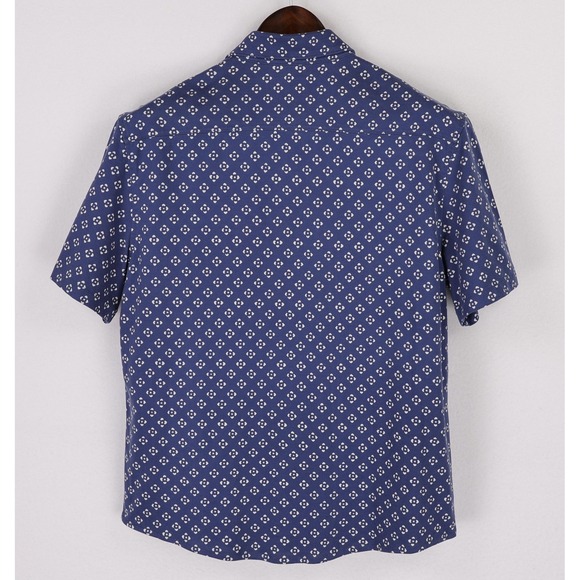 Faherty Reserve Shirt Mens Medium Blue Short Sleeve Pima Button Up Bandana Print - Picture 3 of 10